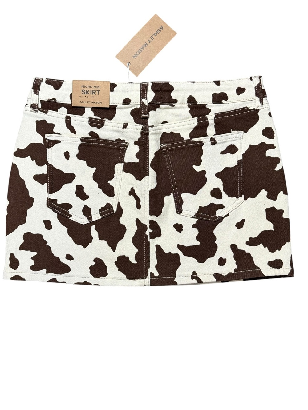 NWT Ashley Mason Cow Print Micro Mini Skirt Size 9/29 Western Y2K - Picture 3 of 10
